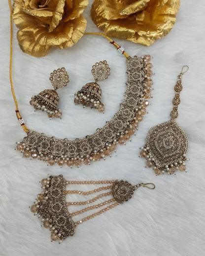 Antique Gold Necklace Pakistani Jewellery Carlo Set