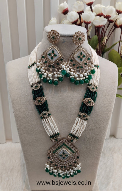 Green Rani Haar Antique Gold Champagne Stone Jewelry Head Set