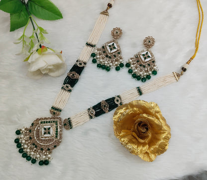 Green Rani Haar Antique Gold Champagne Stone Jewelry Head Set
