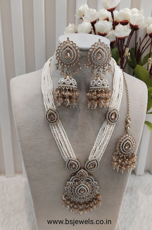 Rani Haar Antique Gold Champagne Stone Jewelry Head Set