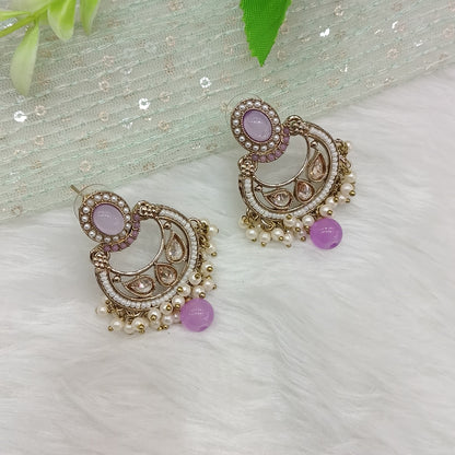 Lavender Antique Gold Bollywood Raina Earrings