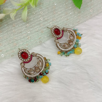 Multi Color Antique Gold Bollywood Raina Earrings