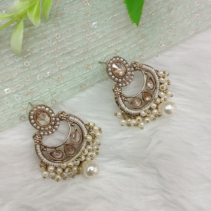 White Antique Gold Bollywood Raina Earrings