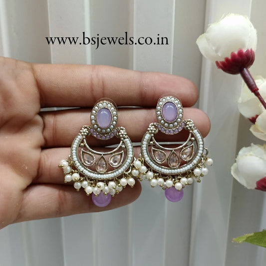 Lavender Antique Gold Bollywood Raina Earrings
