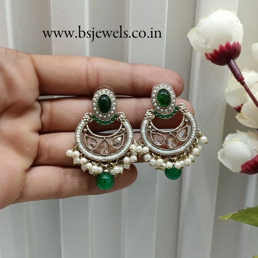 Green Antique Gold Bollywood Raina Earrings