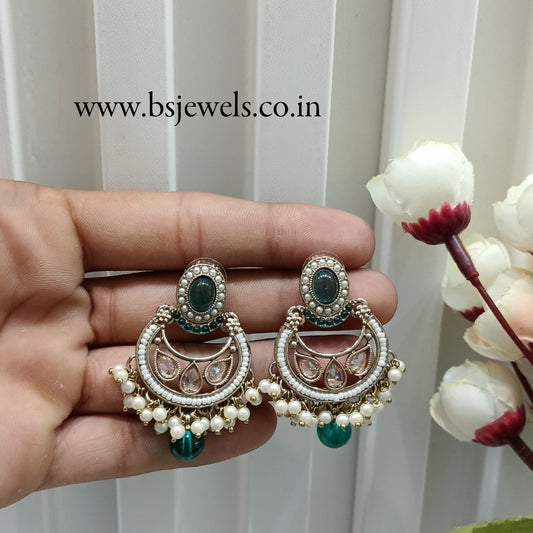 Rama Green Antique Gold Bollywood Raina Earrings