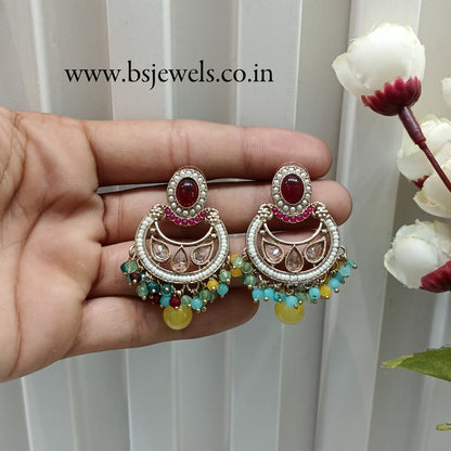 Multi Color Antique Gold Bollywood Raina Earrings