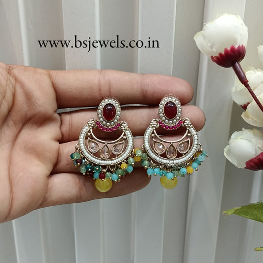 Multi Color Antique Gold Bollywood Raina Earrings