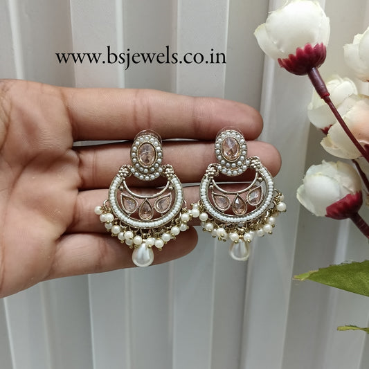 White Antique Gold Bollywood Raina Earrings