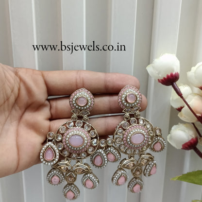 Pink Antique Gold Bollywood Suresh Earrings