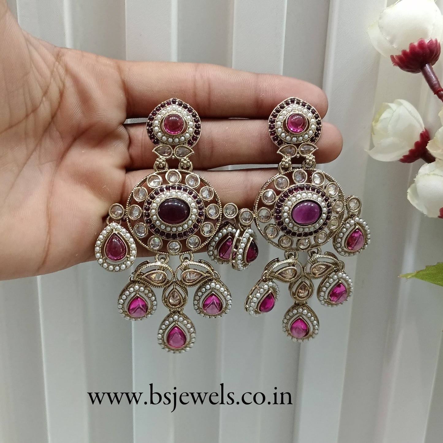 Purple Antique Gold Bollywood Suresh Earrings