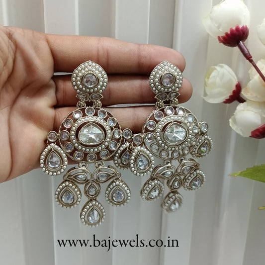 White Antique Gold Bollywood Suresh Earrings