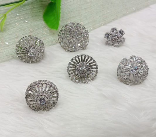 CZ American Diamond Adjustable Finger Rings