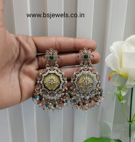 Multi Color Antique Gold Bollywood Gaikwad Earrings