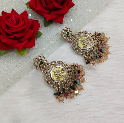 Multi Color Antique Gold Bollywood Gaikwad Earrings