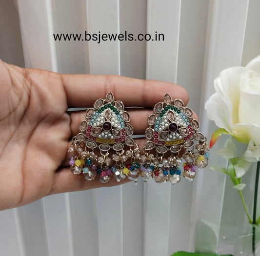 Multi Color Antique Gold Bollywood Sarpunch Earrings