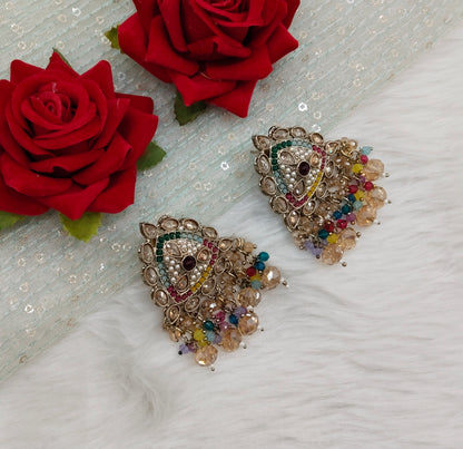 Multi Color Antique Gold Bollywood Sarpunch Earrings