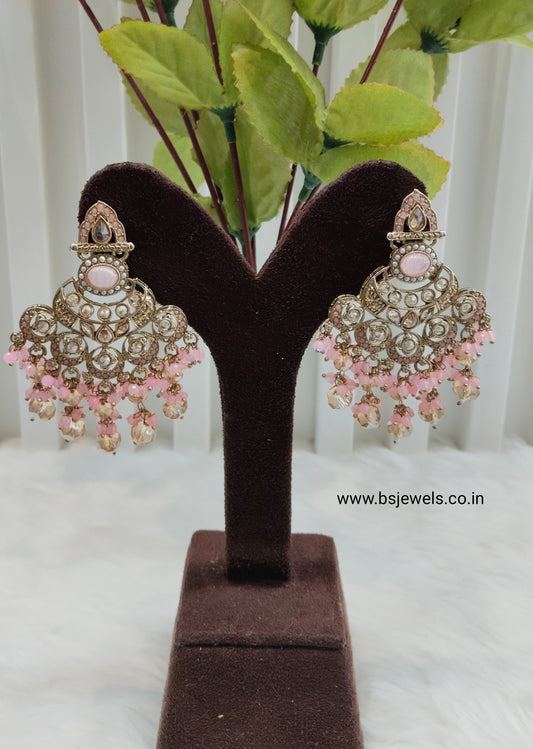 Pink Antique Gold Bollywood Ruturaj Earrings
