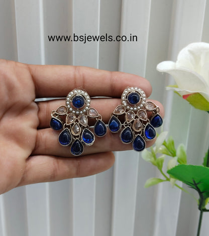Blue Antique Gold Bollywood Rachin Earrings