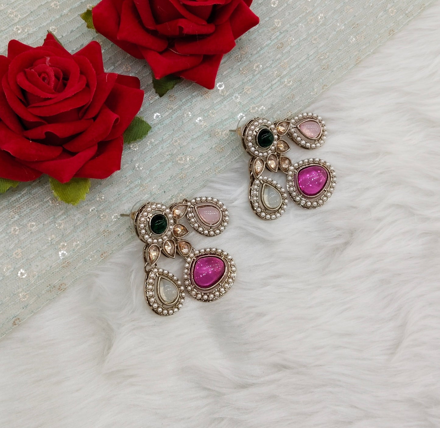 Multi Color Antique Gold Bollywood Rachin Earrings