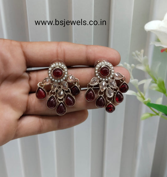 Maroon Antique Gold Bollywood Rachin Earrings