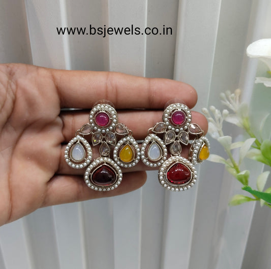 Multi Color Antique Gold Bollywood Rachin Earrings