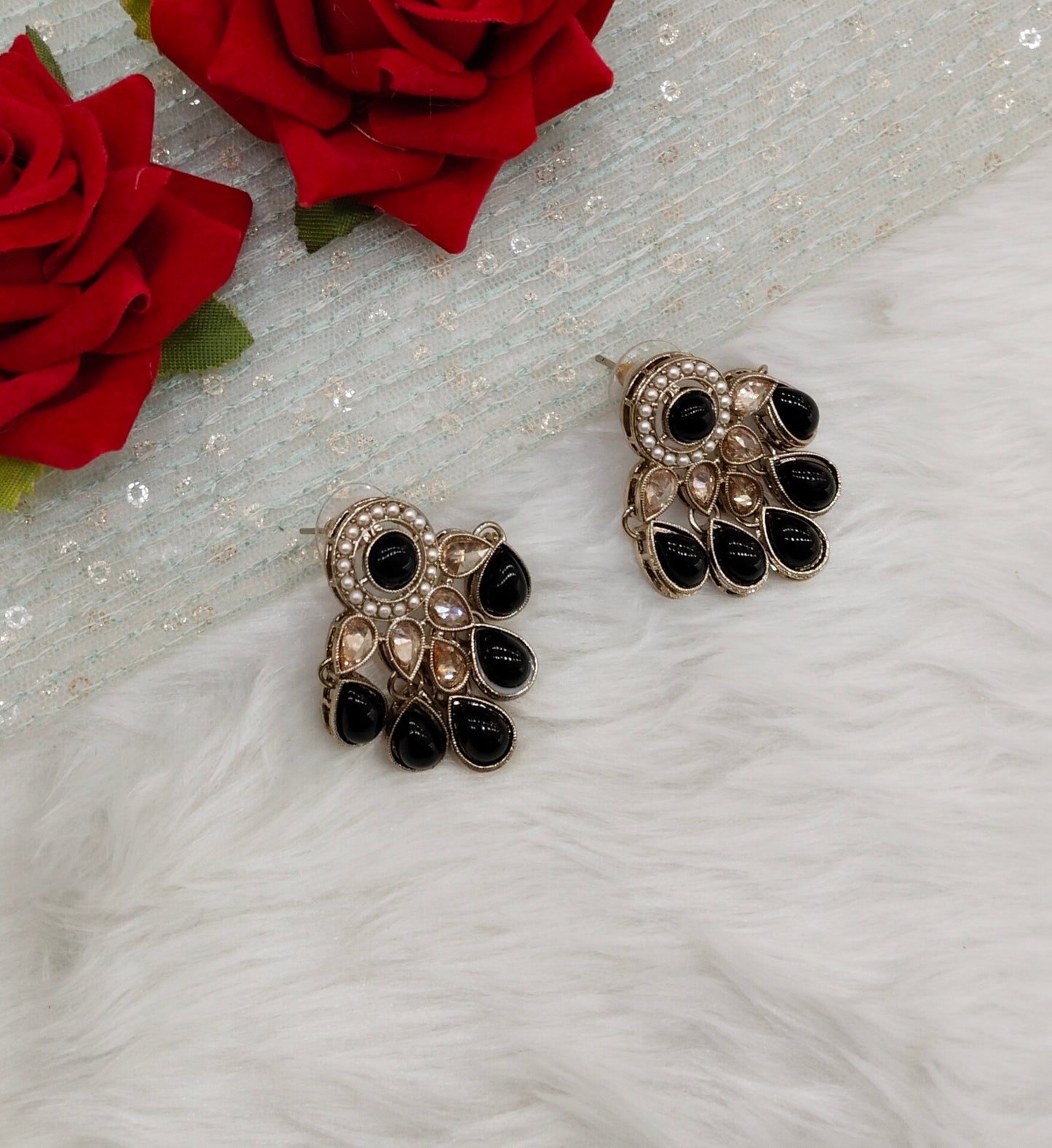Black Antique Gold Bollywood Rachin Earrings