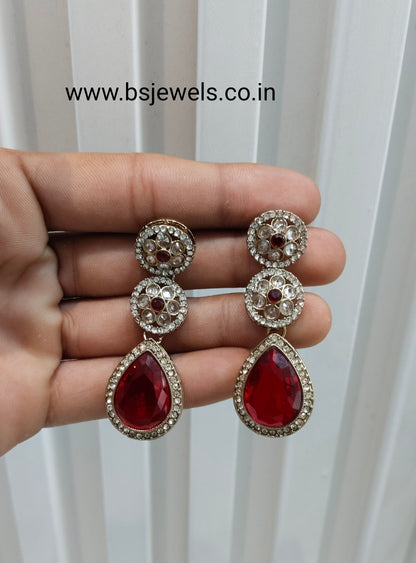 Maroon Antique Gold Bollywood Salt Earrings