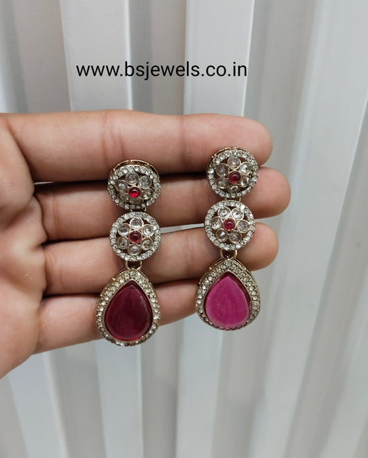 Majenta Antique Gold Bollywood Salt Earrings