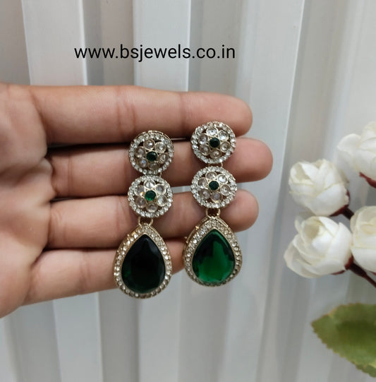 Green Antique Gold Bollywood Salt Earrings