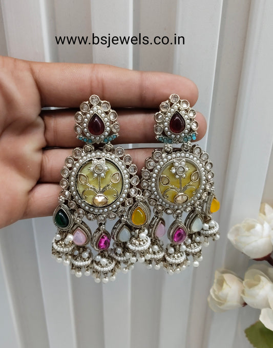 Multi Color Antique Gold Bollywood Hooda Earrings