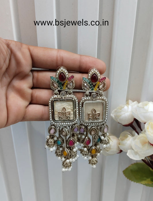 Multi Color Antique Gold Bollywood Dhoni Earrings