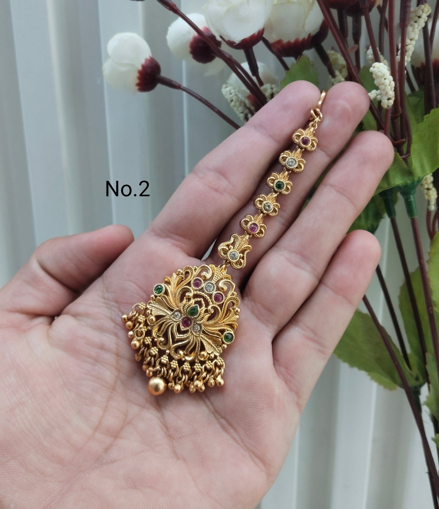 Gold polki Tikka Jewellery Headpiece Set