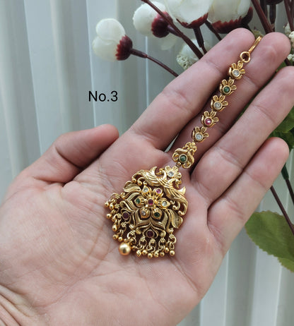 Gold polki Tikka Jewellery Headpiece Set