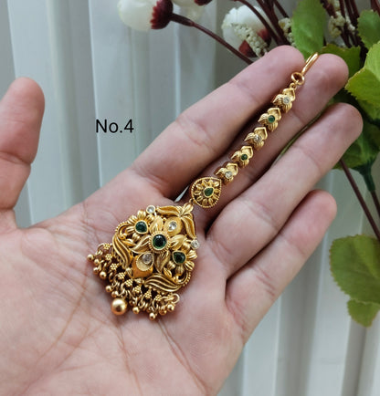 Gold polki Tikka Jewellery Headpiece Set