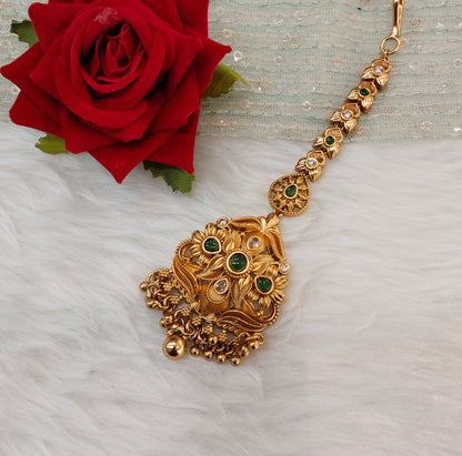 Gold polki Tikka Jewellery Headpiece Set