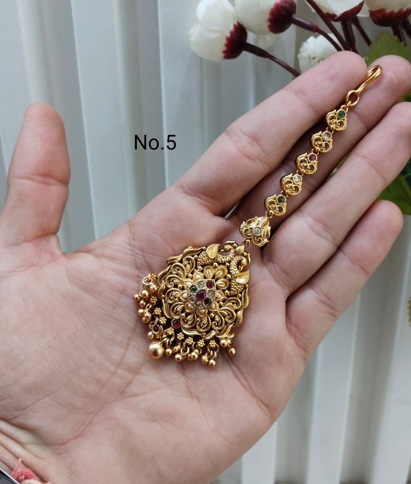 Gold polki Tikka Jewellery Headpiece Set