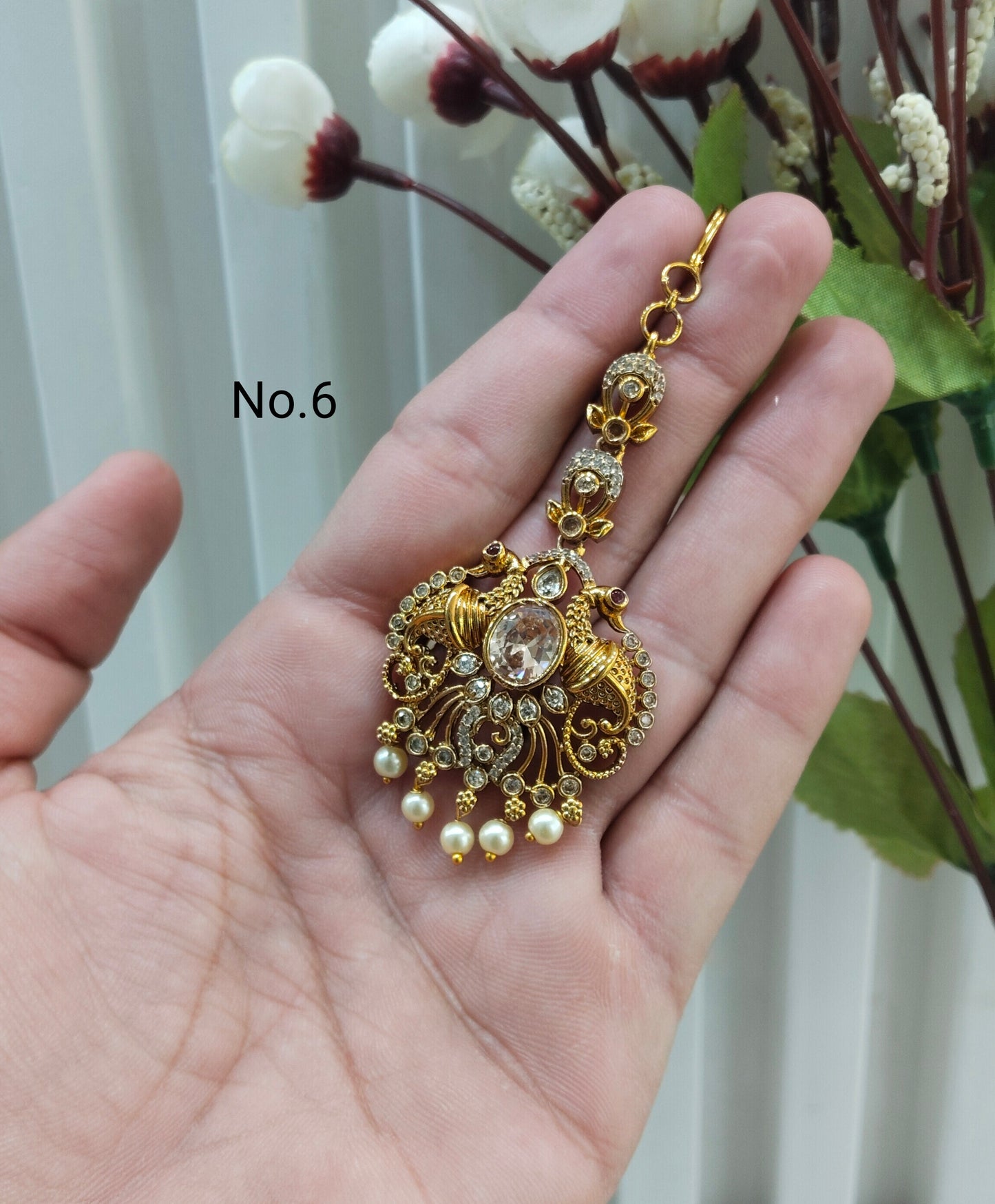 Gold polki Tikka Jewellery Headpiece Set