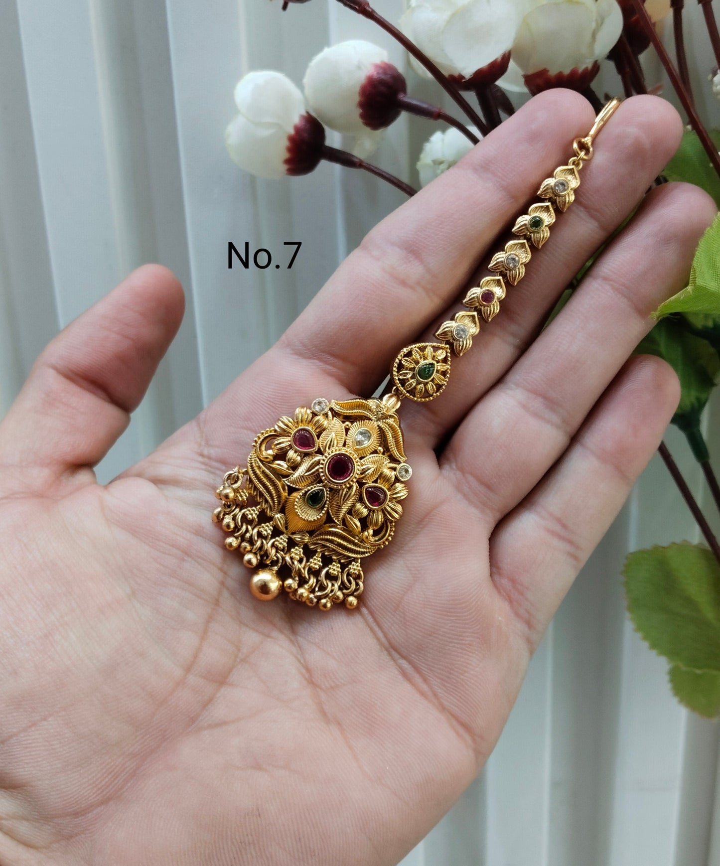 Gold polki Tikka Jewellery Headpiece Set