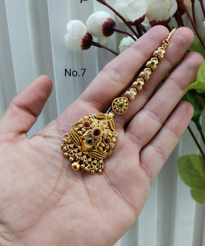 Gold polki Tikka Jewellery Headpiece Set