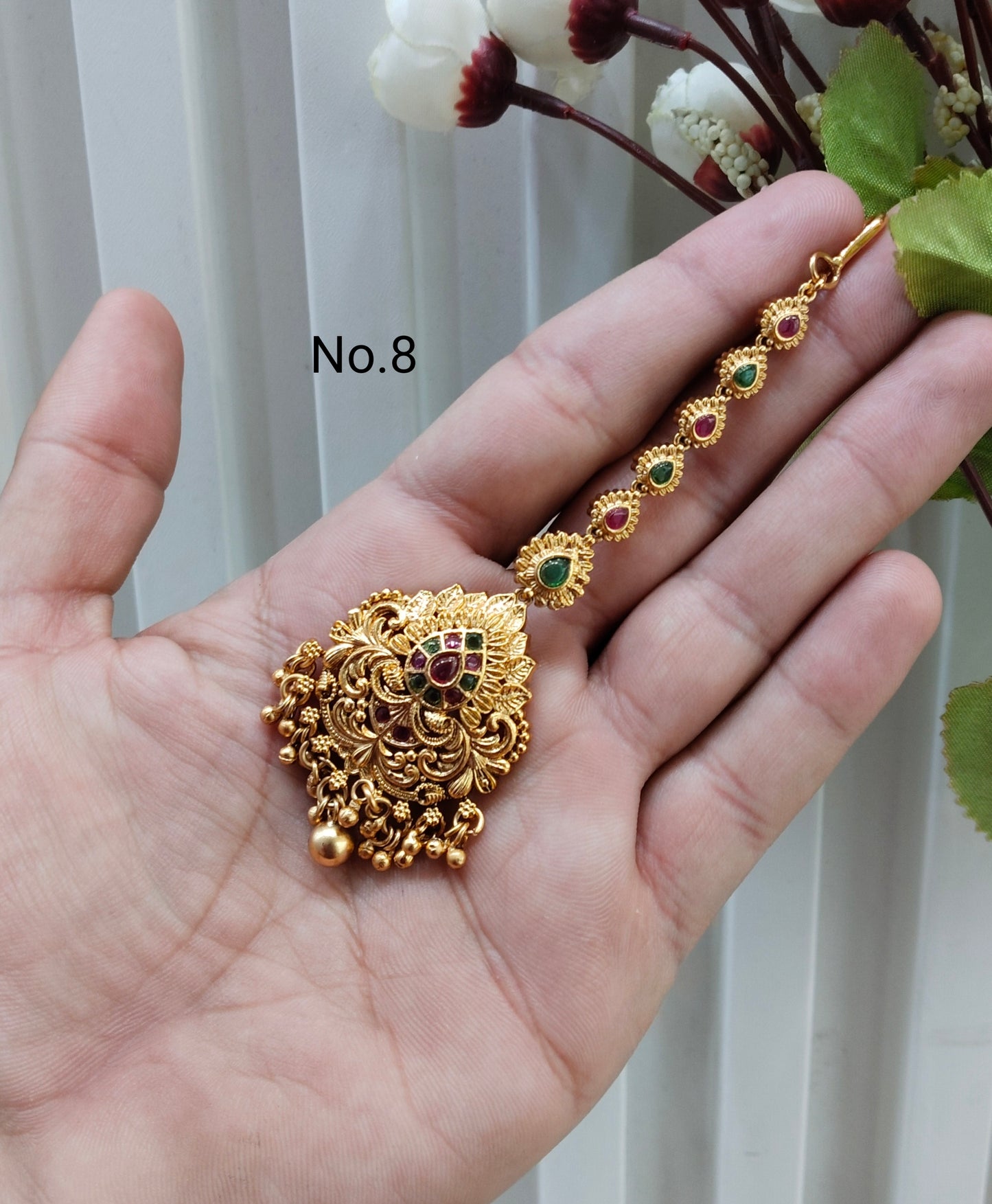 Gold polki Tikka Jewellery Headpiece Set