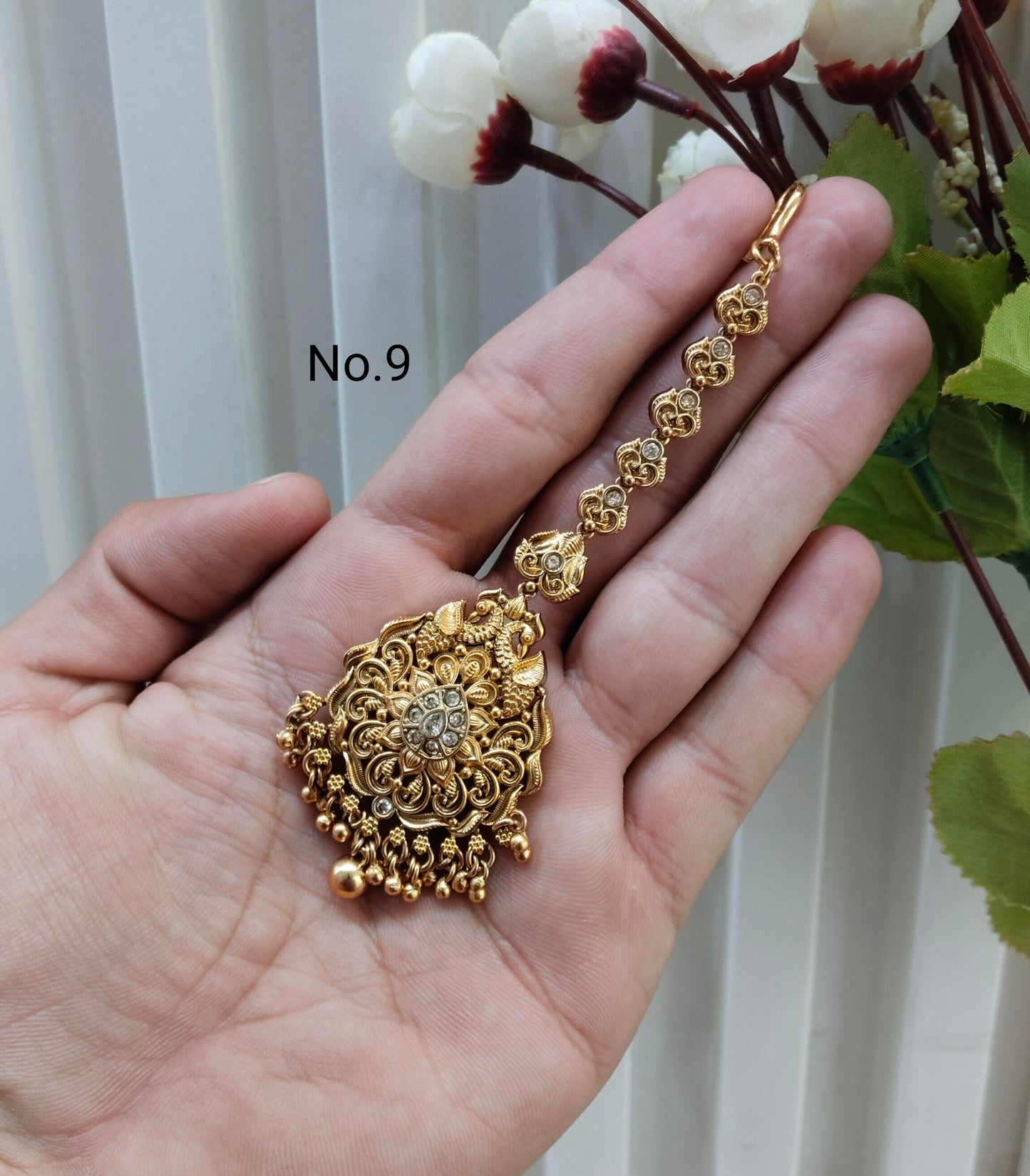 Gold polki Tikka Jewellery Headpiece Set