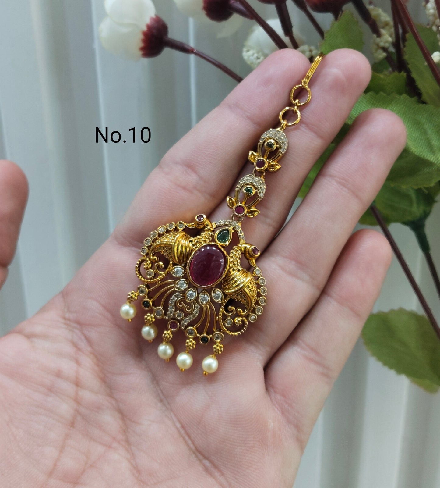 Gold polki Tikka Jewellery Headpiece Set