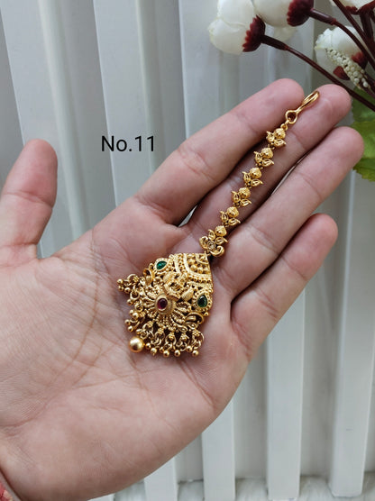 Gold polki Tikka Jewellery Headpiece Set