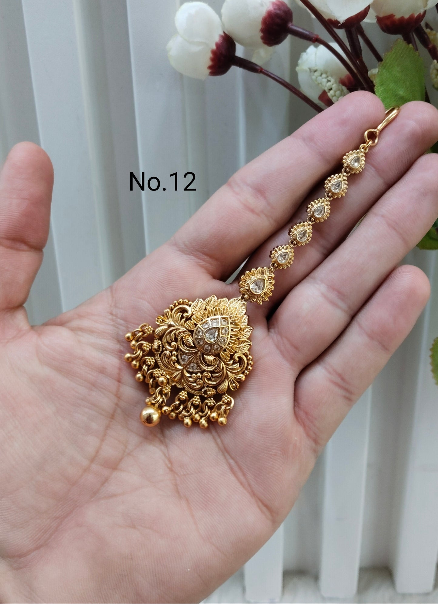 Gold polki Tikka Jewellery Headpiece Set