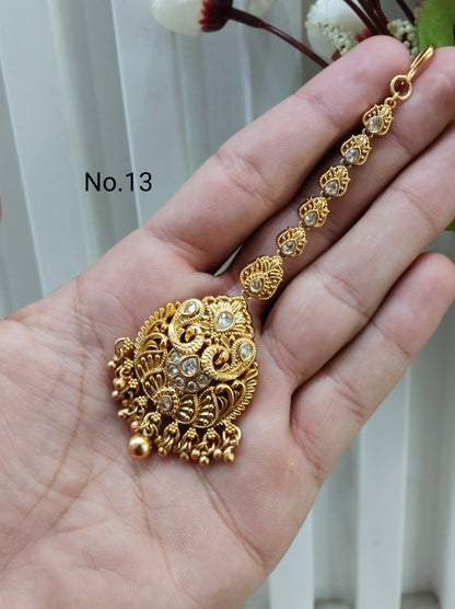 Gold polki Tikka Jewellery Headpiece Set