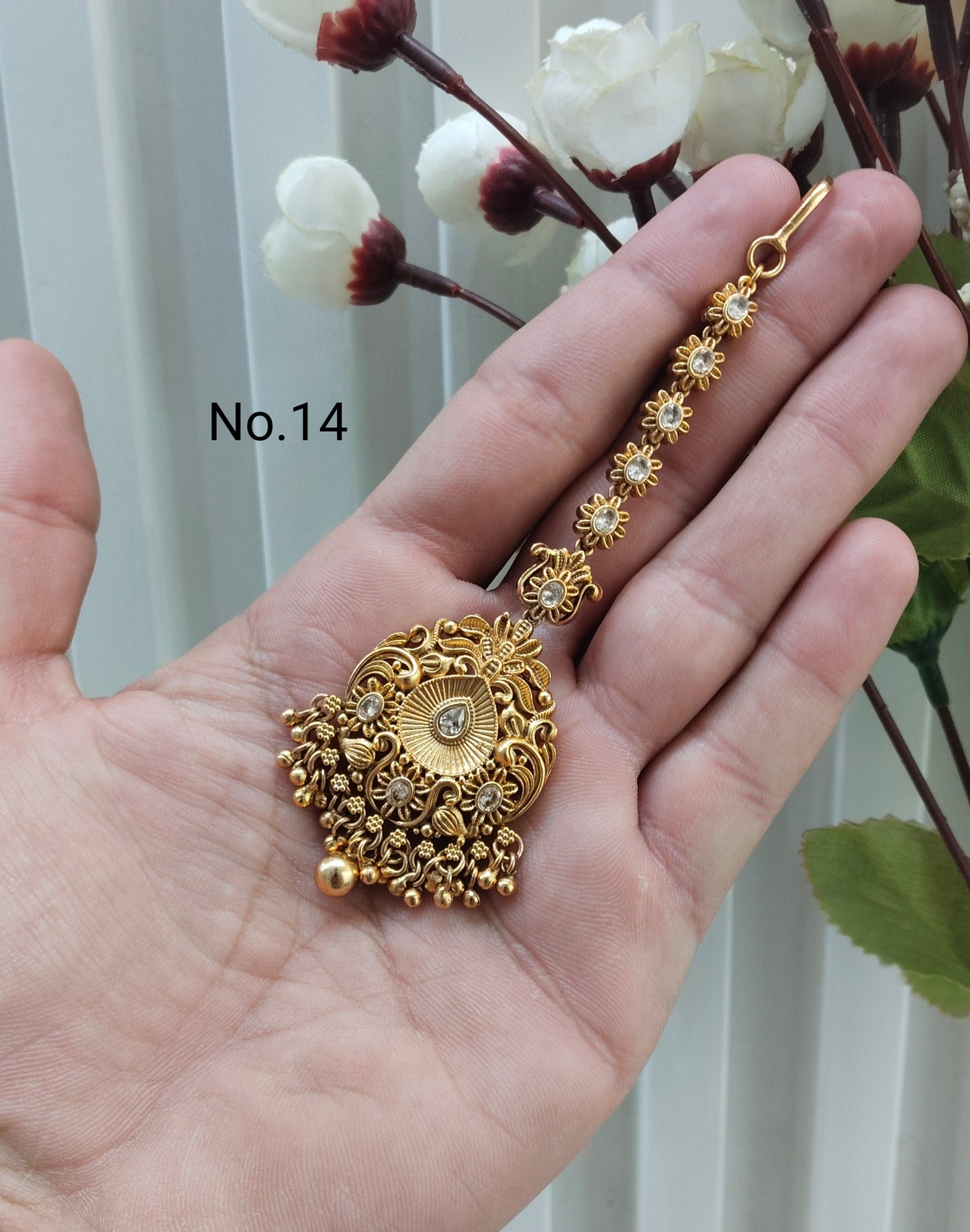 Gold polki Tikka Jewellery Headpiece Set