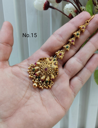 Gold polki Tikka Jewellery Headpiece Set