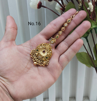Gold polki Tikka Jewellery Headpiece Set