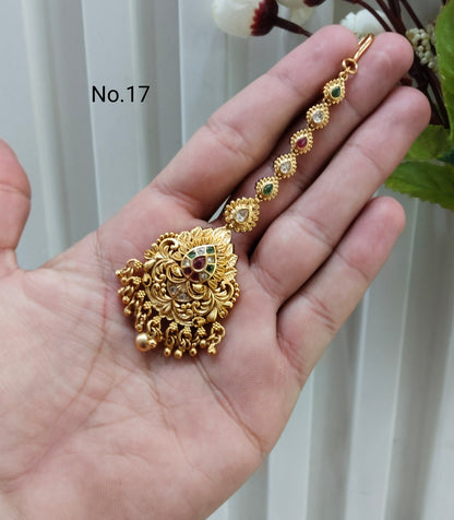 Gold polki Tikka Jewellery Headpiece Set